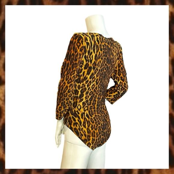 #T163 NWOT NORMA KAMALI Women's Pantera Leopard Print Scoop Neck Bodysuit $145 - Picture 10 of 16